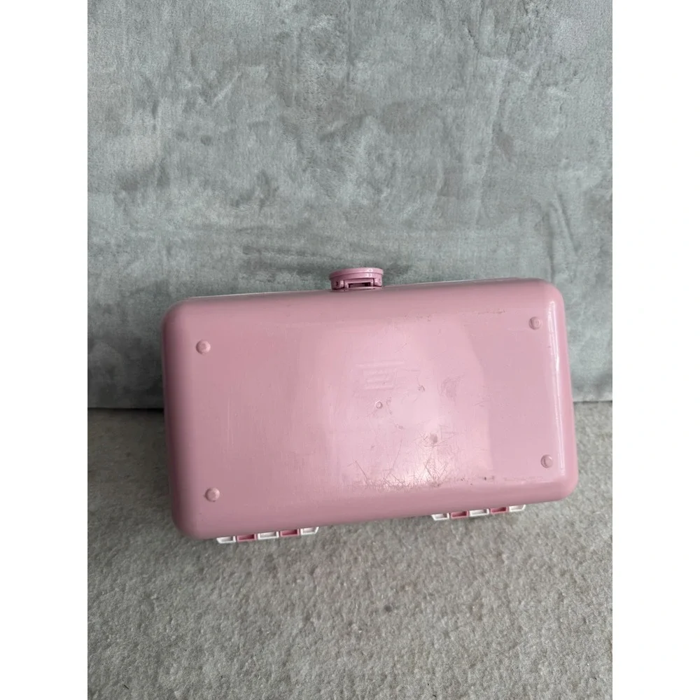 Vintage Caboodles Makeup Organizer Pink White Speckled Mirror Vanity Case 90s